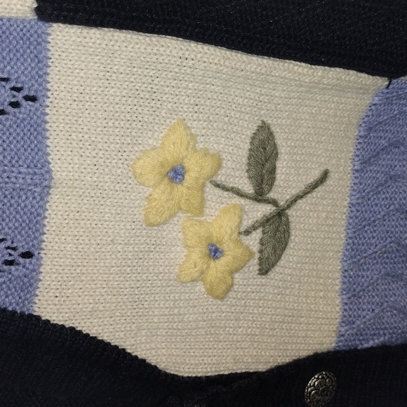 Vintage Northern Reflections Floral Embroidered Patchwork Cotton Blend Vest Knit - Picture 5 of 7
